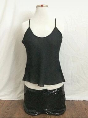 Charlotte Russe Black Spaghetti Strap Flowy Tank
